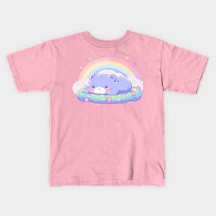 Lazy Rainbow Kawaii Baby Bear Cuddles Kids T-Shirt